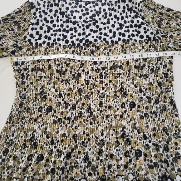 Ladies women's top blouse Lightweight pleated black green white  dots - Picture 7 of 7